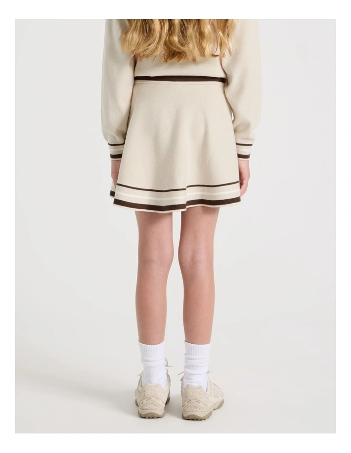 Knitted Skater Skirt in Oat Marle image 5