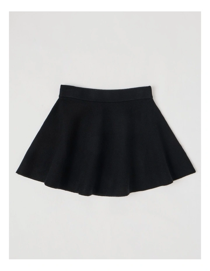 Knitted Skater Skirt in Black image 1