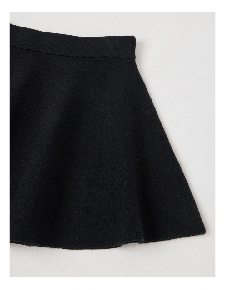 Knitted Skater Skirt in Black image 2