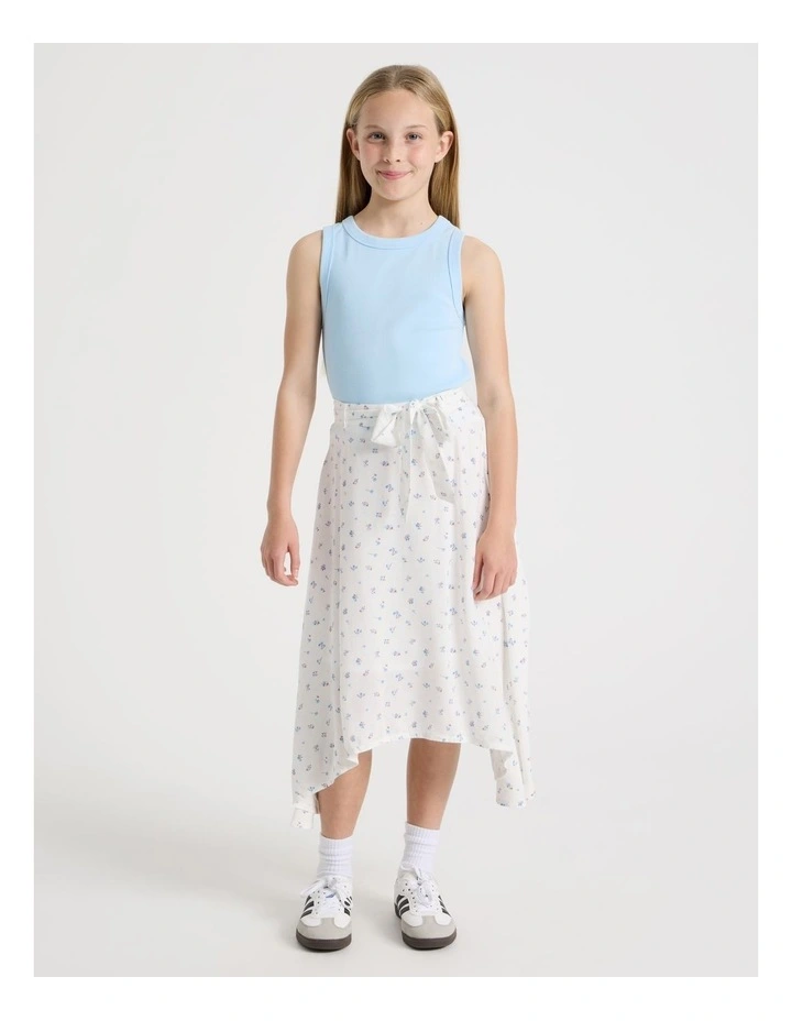 Hanki Hem Maxi Skirt in Ditzy Floral White image 2