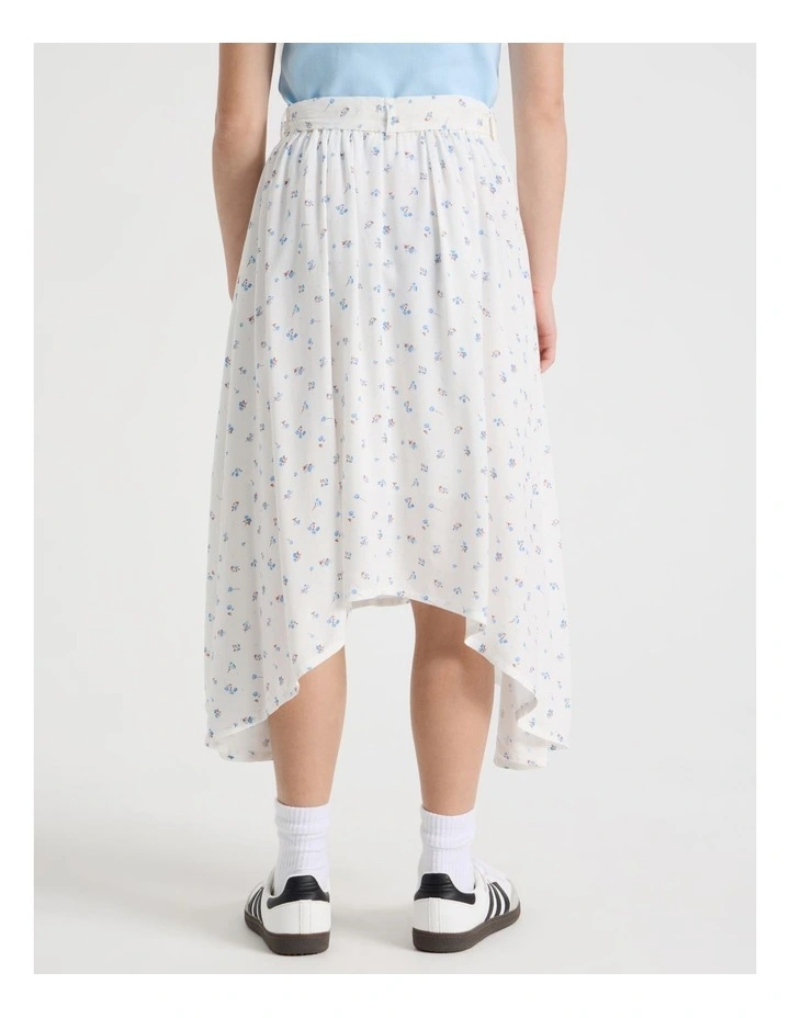 Hanki Hem Maxi Skirt in Ditzy Floral White image 5