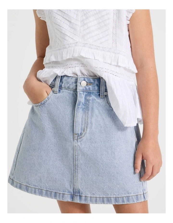 Denim Aline Skirt in Light Wash Denim image 1