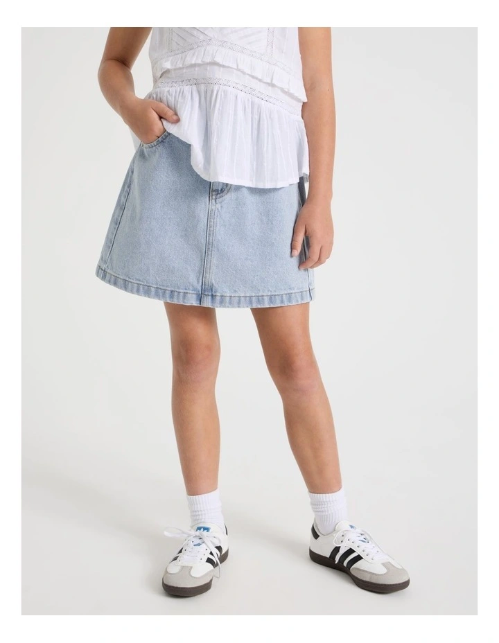 Denim Aline Skirt in Light Wash Denim image 3