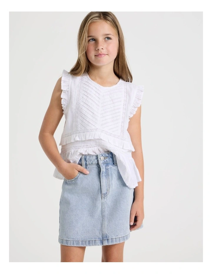 Denim Aline Skirt in Light Wash Denim image 4