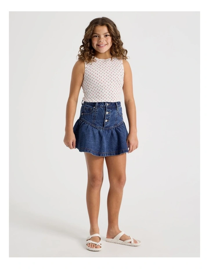 Fit And Flare Denim Skirt in Dark Blue Denim image 1
