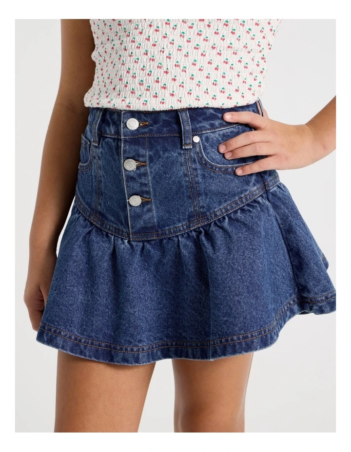 Fit And Flare Denim Skirt in Dark Blue Denim image 3
