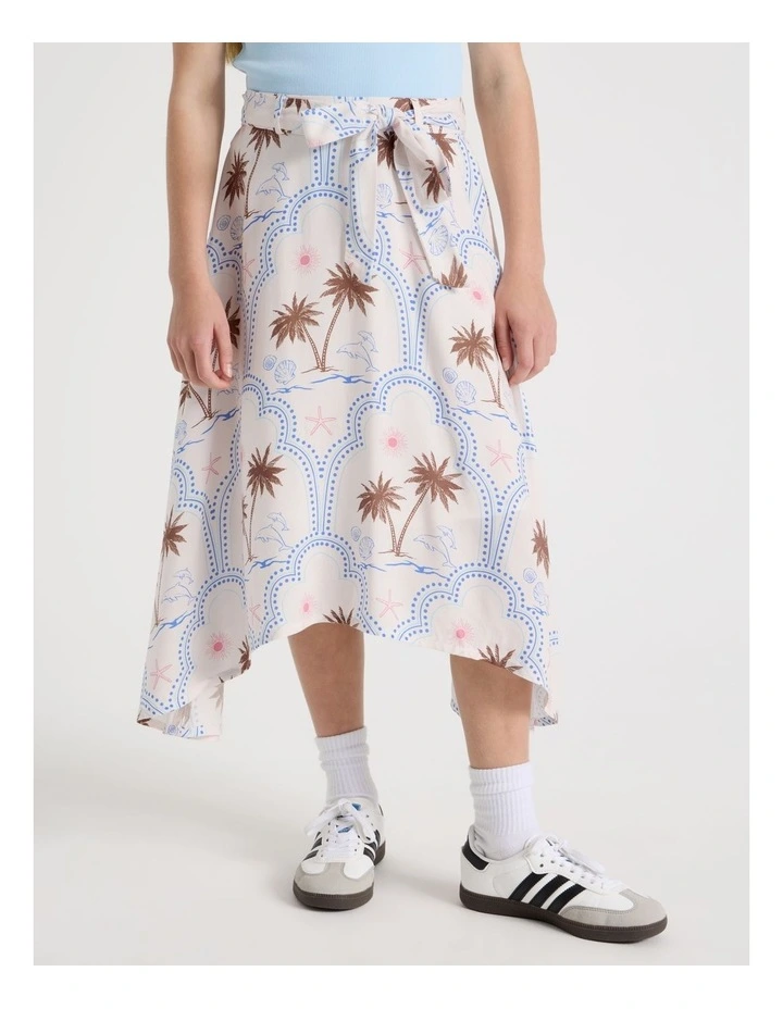 Hanki Hem Maxi Skirt in Ecru Palm Print image 1