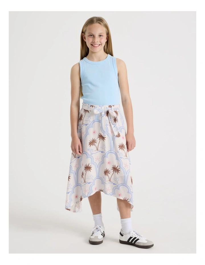 Hanki Hem Maxi Skirt in Ecru Palm Print image 2
