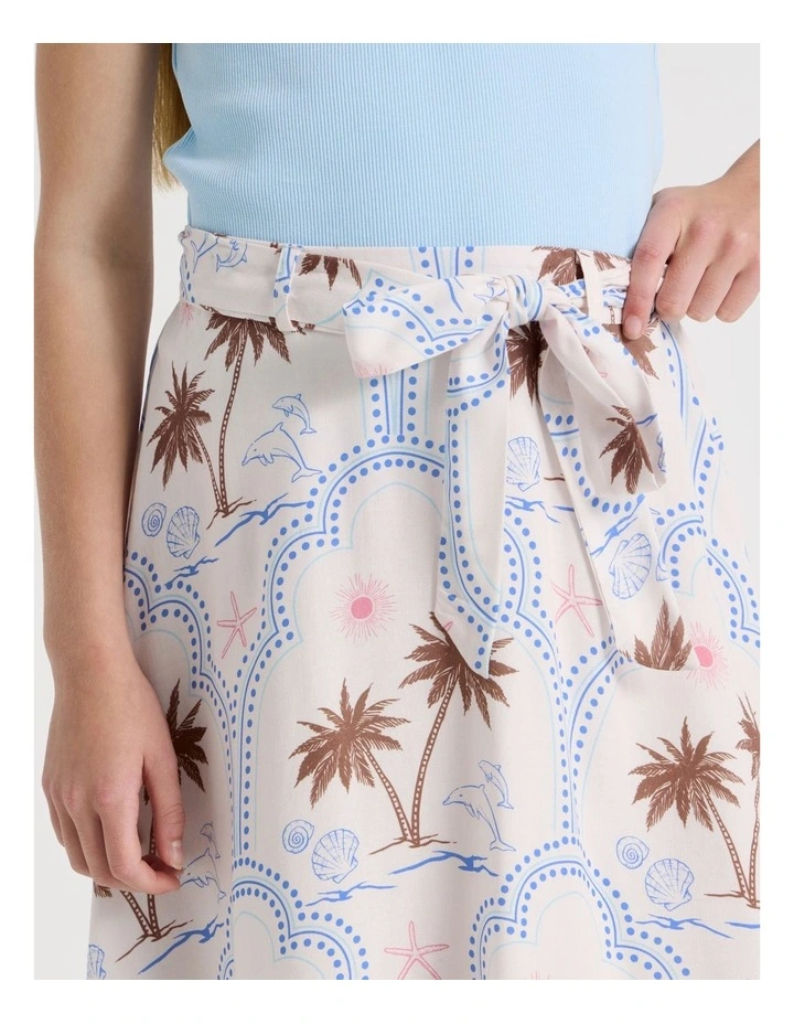 Hanki Hem Maxi Skirt in Ecru Palm Print image 3
