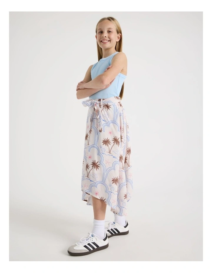 Hanki Hem Maxi Skirt in Ecru Palm Print image 4