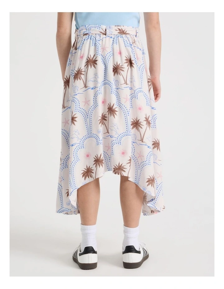 Hanki Hem Maxi Skirt in Ecru Palm Print image 5