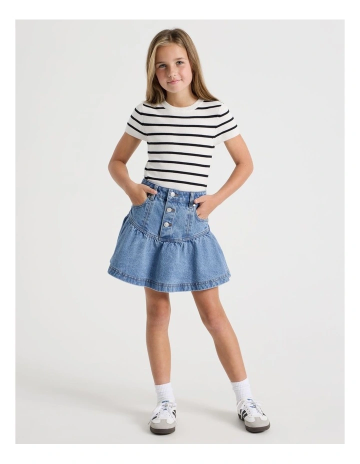 Fit And Flare Denim Skirt in Mid Denim image 2