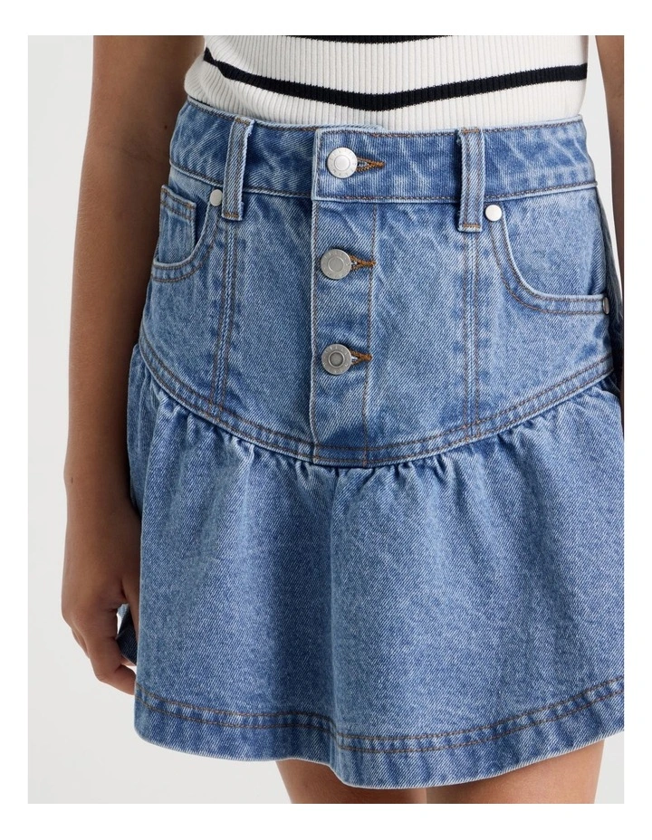 Fit And Flare Denim Skirt in Mid Denim image 3