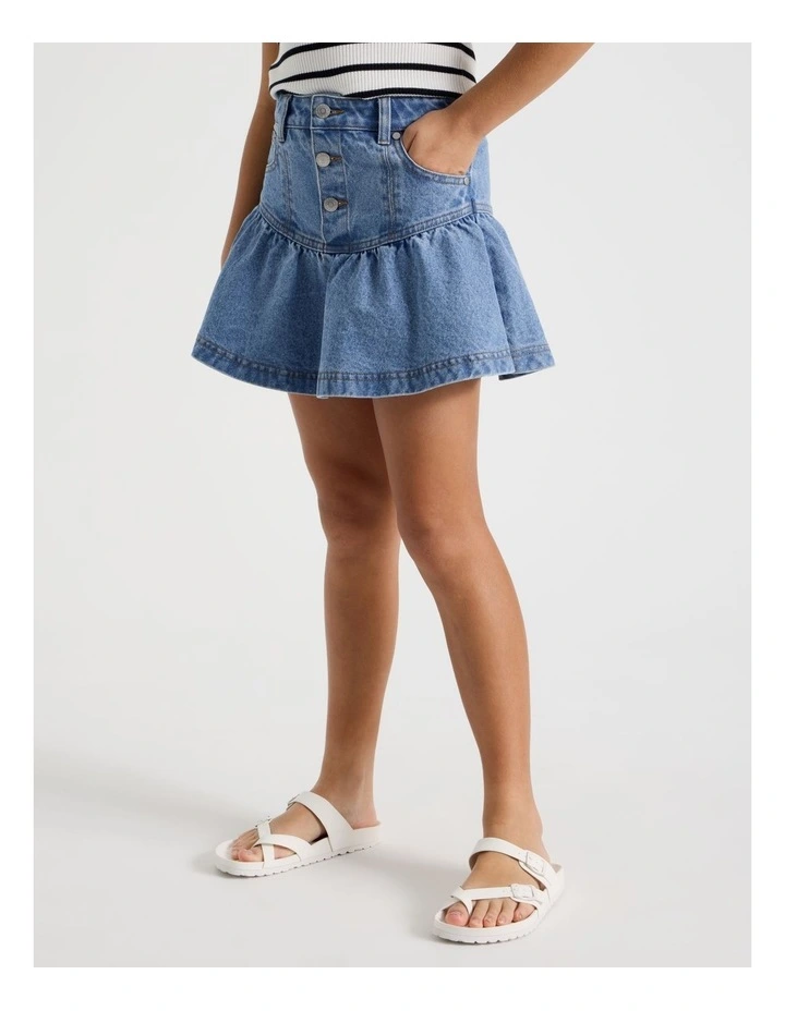 Fit And Flare Denim Skirt in Mid Denim image 4