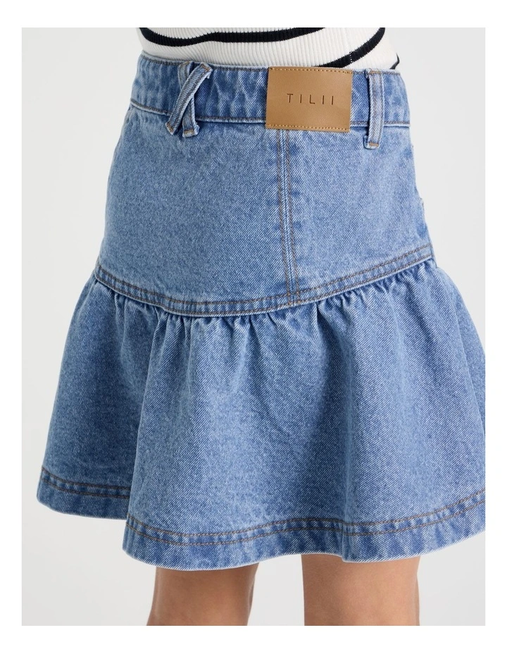 Fit And Flare Denim Skirt in Mid Denim image 5