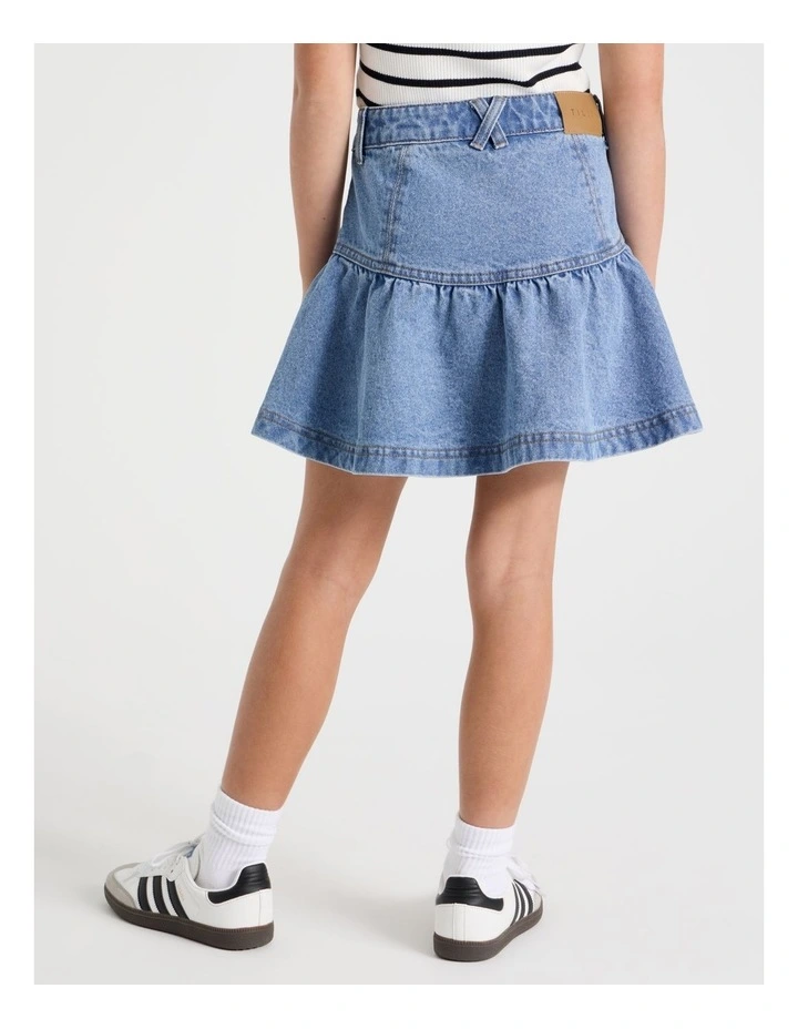 Fit And Flare Denim Skirt in Mid Denim image 6