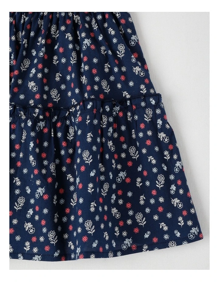 Woven Skirt with Lace Trim Details in Navy image 2