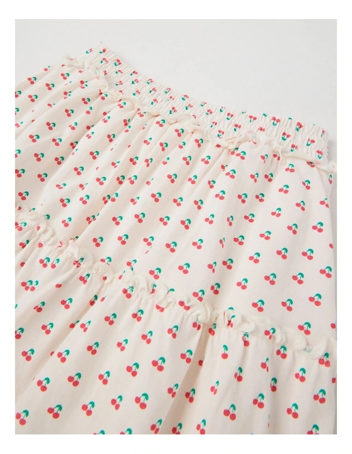Woven Skirt with Lace Trim Details in Cherry Ecru image 2
