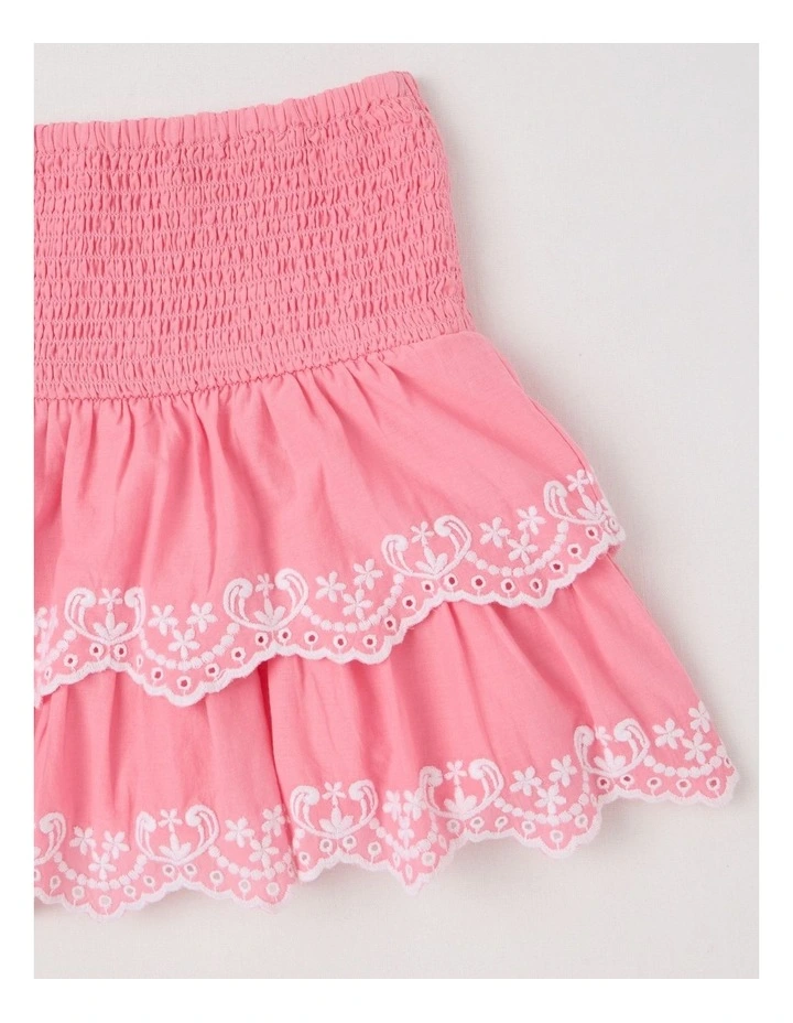 Rara Skirt With Embroidery On Hem in Pink image 2