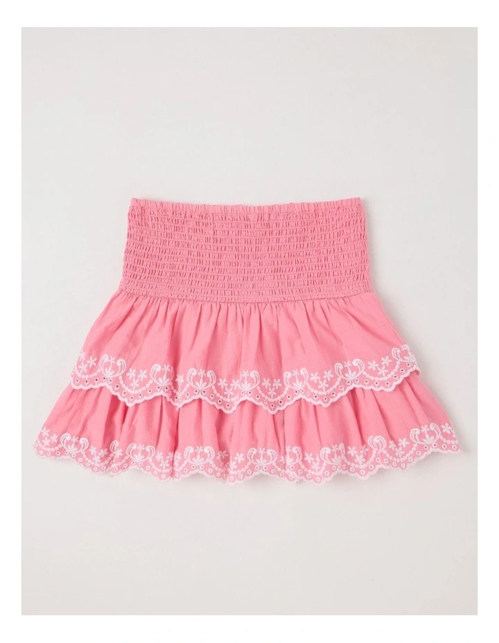 Rara Skirt With Embroidery On Hem in Pink image 3