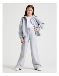 Sunday Club' Wide Leg Trackpants in Grey Marle