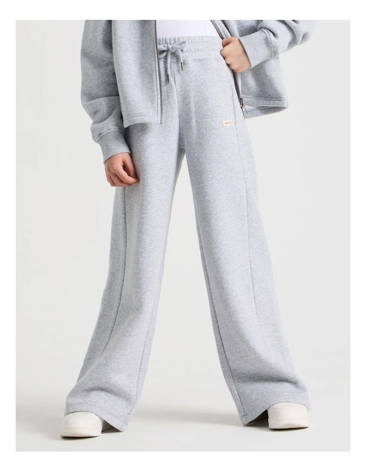 Sunday Club' Wide Leg Trackpants in Grey Marle image 3
