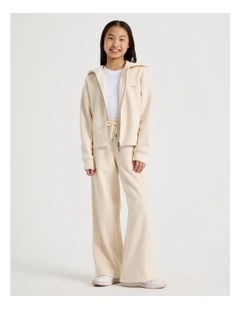 Sunday Club Wide Leg Trackpants in Ecru