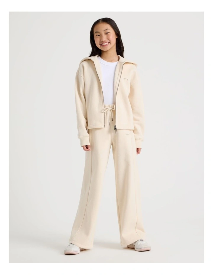 Sunday Club Wide Leg Trackpants in Ecru image 3