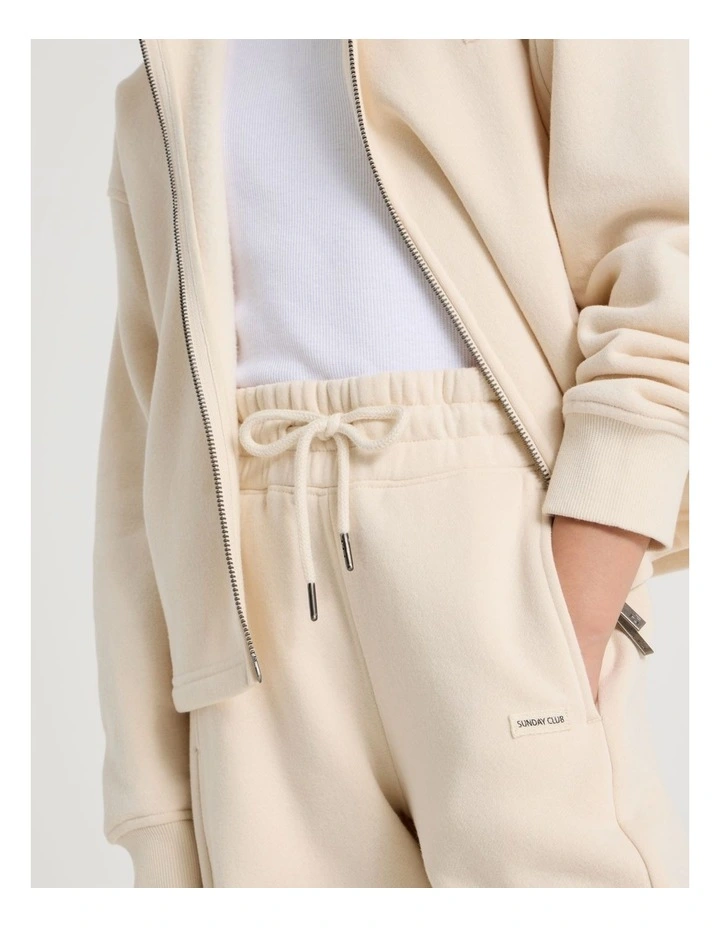 Sunday Club Wide Leg Trackpants in Ecru image 4