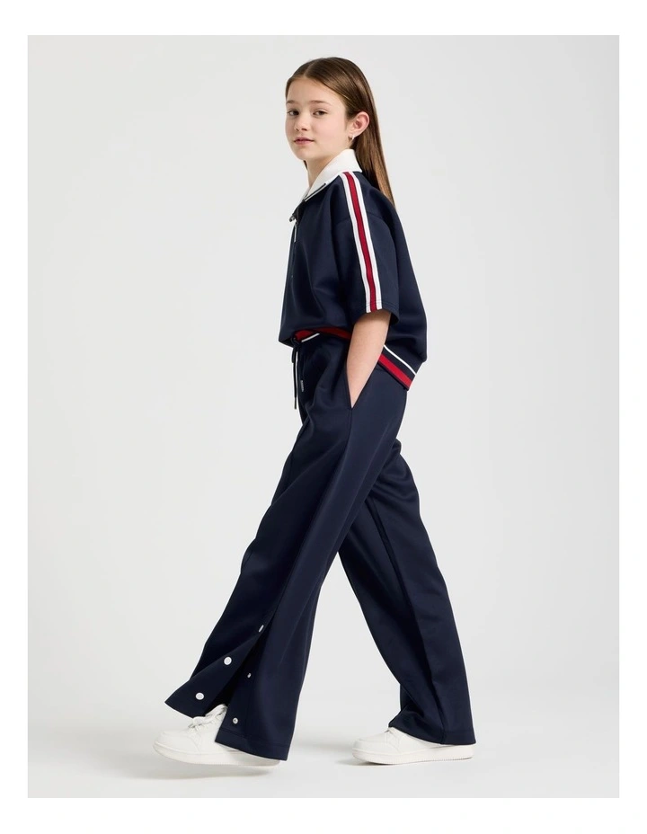 Scuba Wide Leg Pants with Snap Opening in Navy image 1