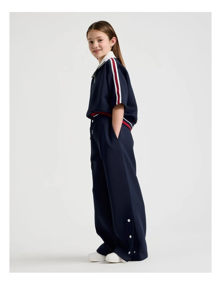 Scuba Wide Leg Pants with Snap Opening in Navy image 4