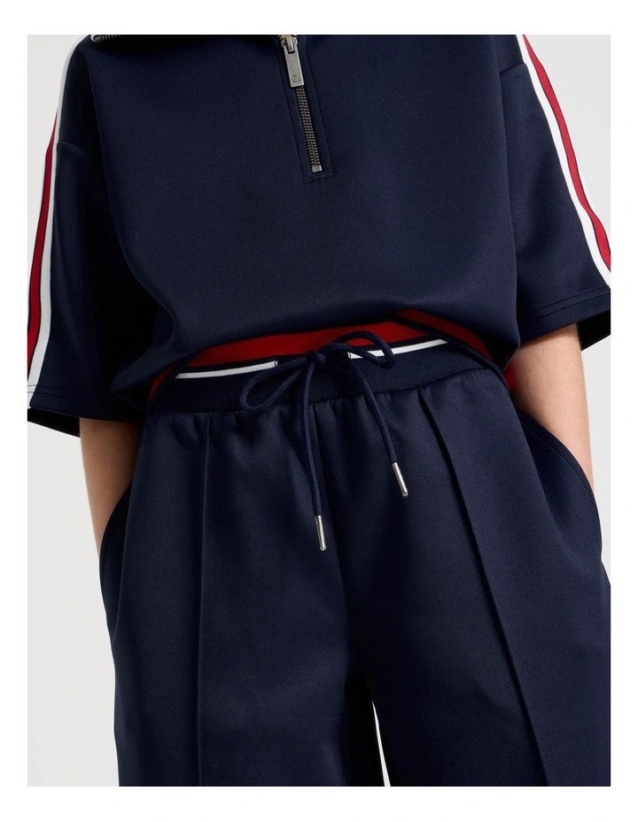 Scuba Wide Leg Pants with Snap Opening in Navy image 5