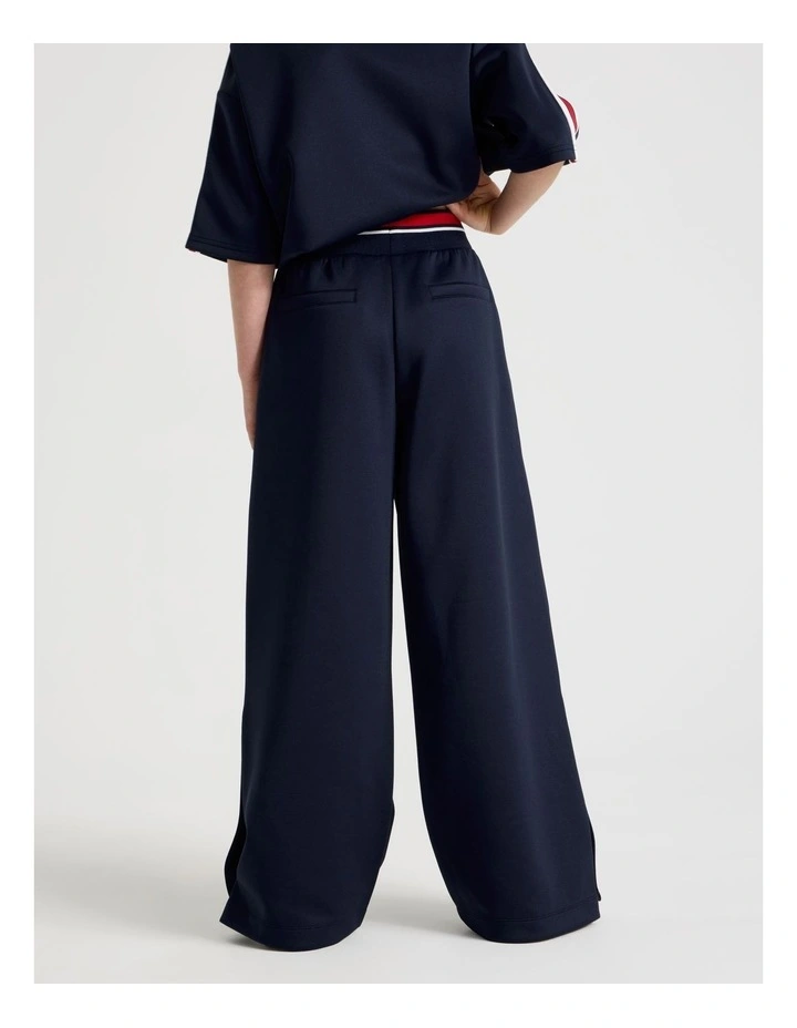 Scuba Wide Leg Pants with Snap Opening in Navy image 6