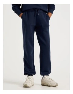 Baggy Trackpants with Embroidery in Navy