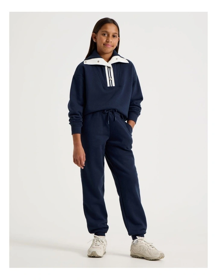 Baggy Trackpants with Embroidery in Navy image 2