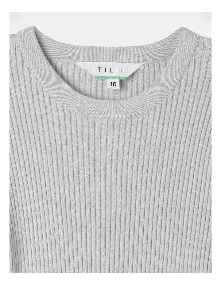 Long Sleeve Knitted Skater Dress in Grey Marle image 2
