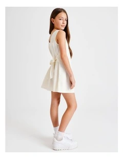 Sleeveless Linen Tie Back Dress in Ecru