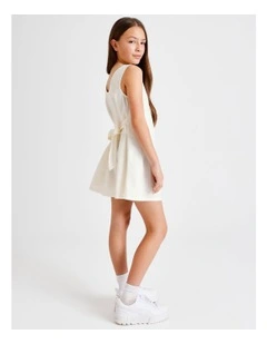 Sleeveless Linen Tie Back Dress in Ecru