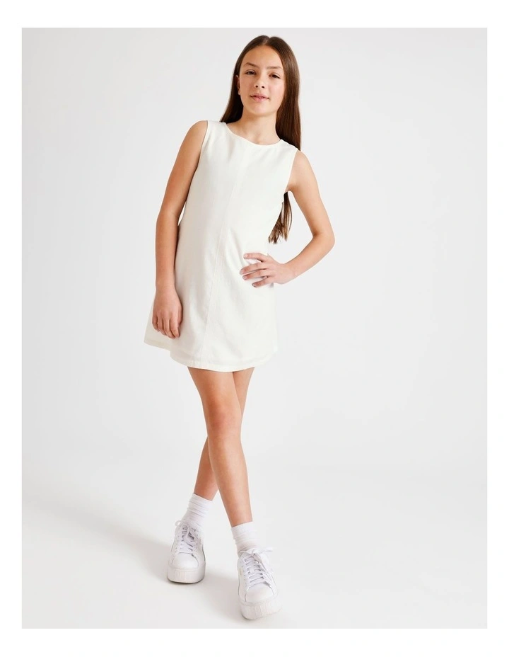 Sleeveless Linen Tie Back Dress in Ecru image 3