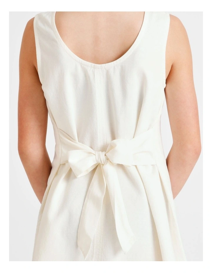 Sleeveless Linen Tie Back Dress in Ecru image 5