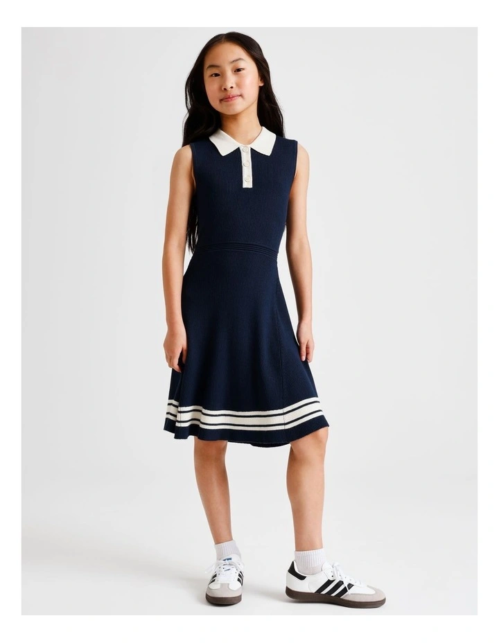 Sleeveless Tennis Dress in Navy image 1
