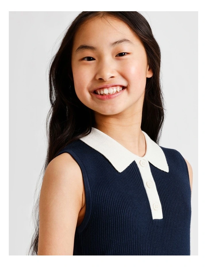 Sleeveless Tennis Dress in Navy image 3