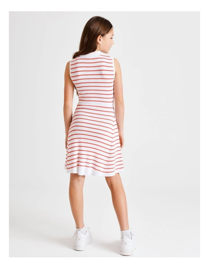 Sleeveless Tennis Dress in Ecru and Coral image 5