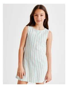 Sleeveless Linen Tie Back Dress in Light Brown