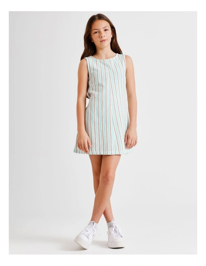 Sleeveless Linen Tie Back Dress in Light Brown image 3