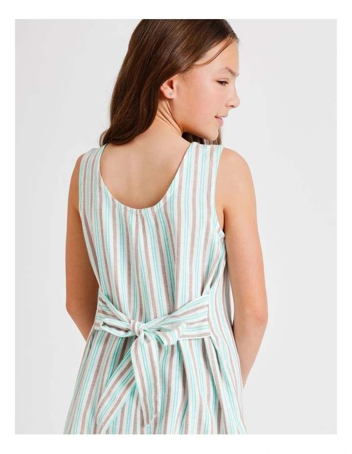 Sleeveless Linen Tie Back Dress in Light Brown image 5