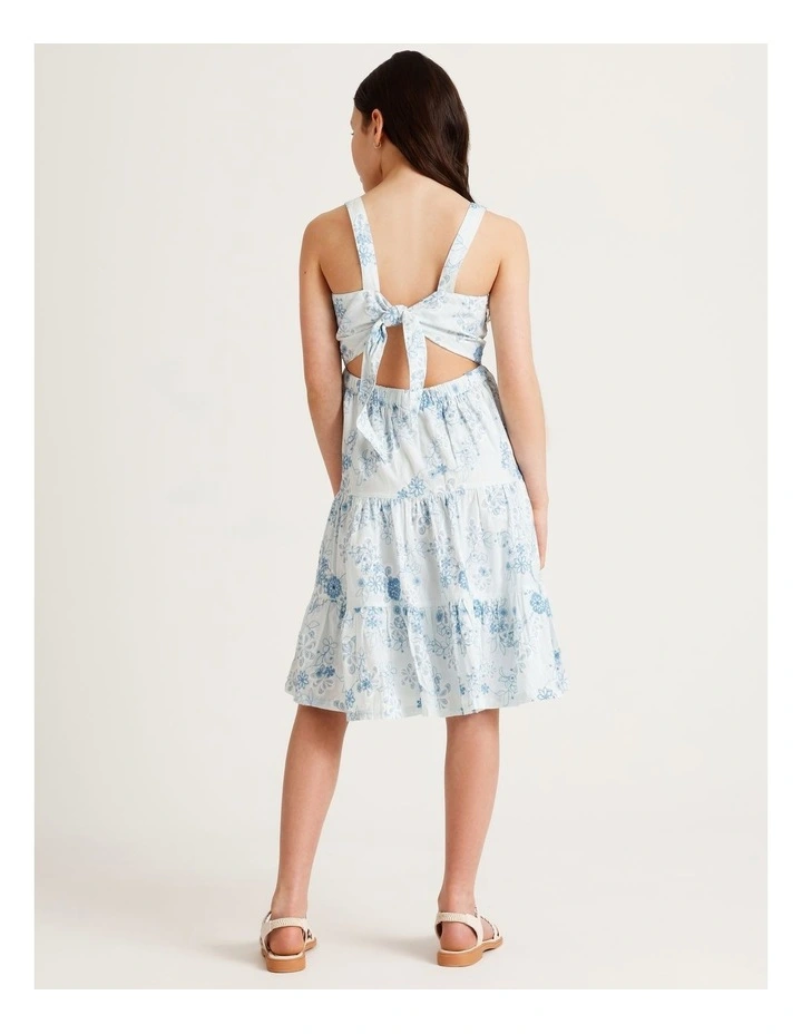 Sleeveless Broderie Tiered Midi Dress in Light Blue image 6