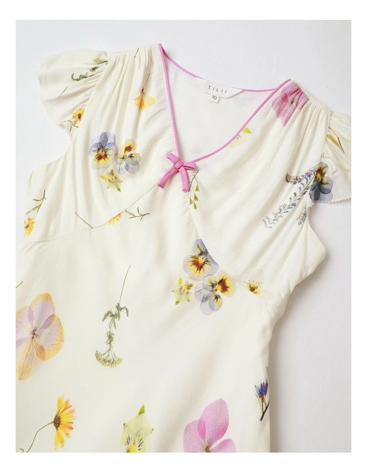 Tilii Short Sleeve Rayon Garden Mini Dress in Ecru image 2