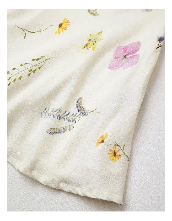 Tilii Short Sleeve Rayon Garden Mini Dress in Ecru image 4