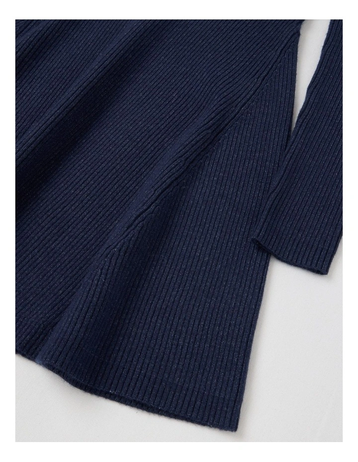 Knitted Skater Dress in Navy image 4